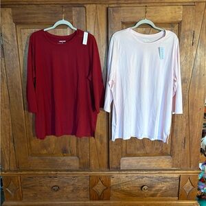 Lands End 3/4 Sleeve Plus Sized T-shirts